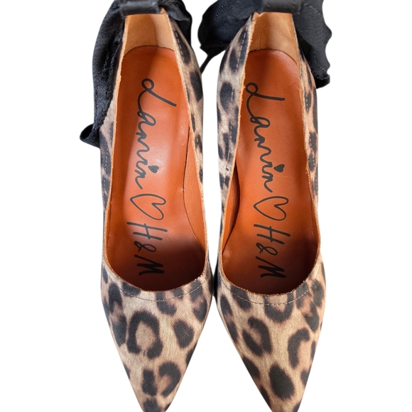 Lanvin x H&M Leopard Print Rhinestone Ribbon Wrap Heels - Size 5 / EUR 36 - Picture 5 of 8